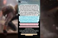 Snippet showing Hrishav Bhattacharjee's Instagram story on BGMI update (Image via Sportskeeda)